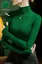 Dark Green Textured High Neck Slim Fit Top