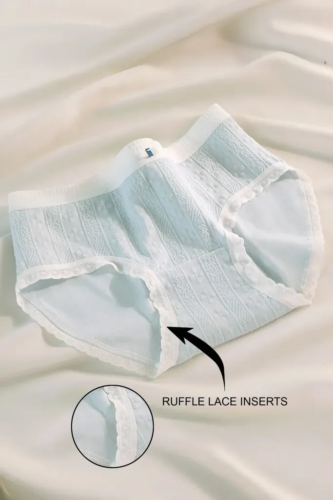 Blue Solid Laceinsert Briefs - Image 1