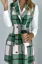Green Plaid Lapel Collar Coat