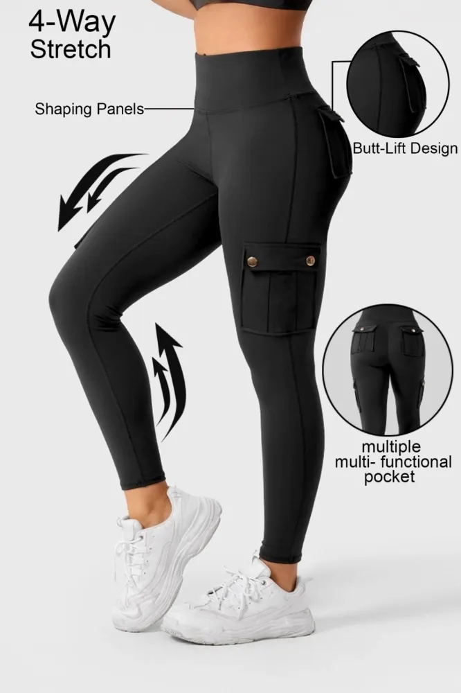 Black Highrise Cargo Leggings - Image 1