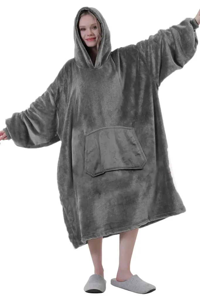 Grey Oversized Hooded Lounge Dress - Image 1