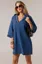 Blue Lapel Collar Mini Denim Dress