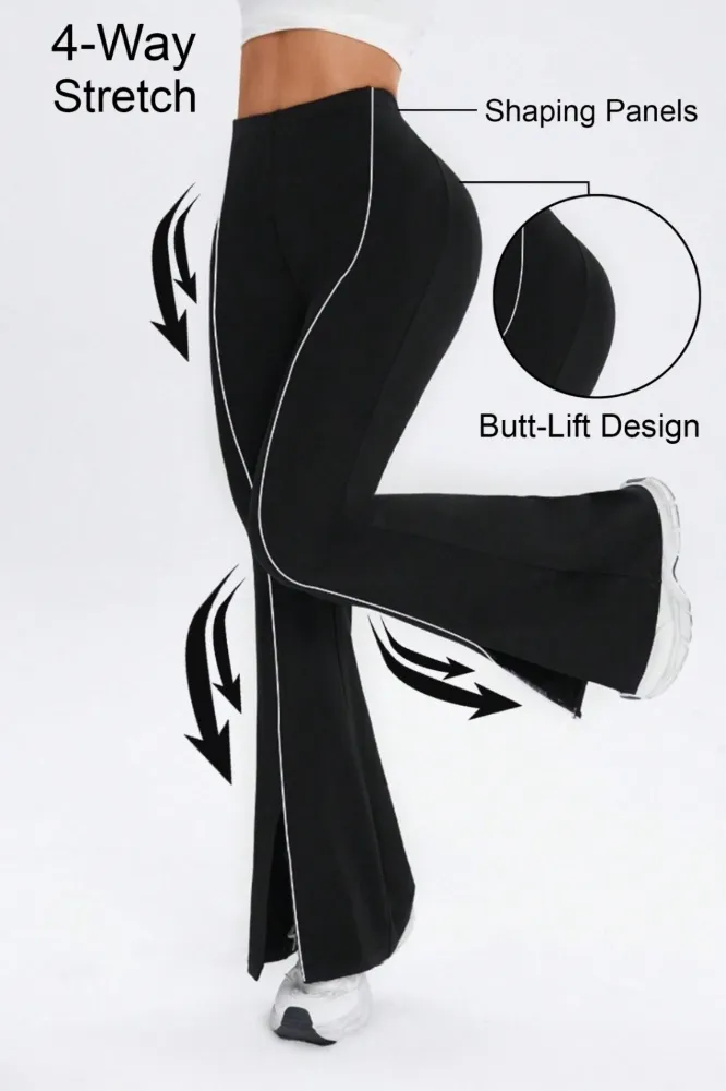 Black High Rise Slit Bootcut Pants - Image 1