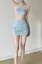 Light Blue Halter Ruched Mini Dress