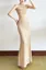 Beige Textured Ruched Maxi Dress