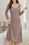 Mauve V-Neck Lace Insert Midi Dress