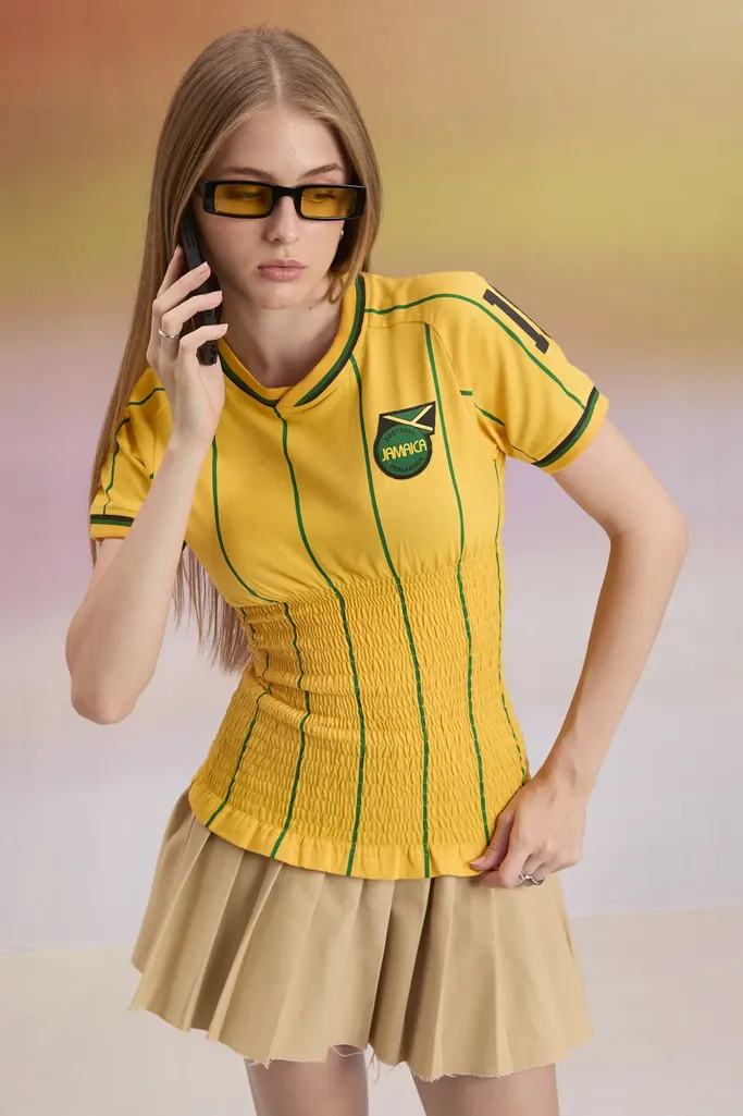 Yellow Graphic V-Neck T-Shirt - Image 1