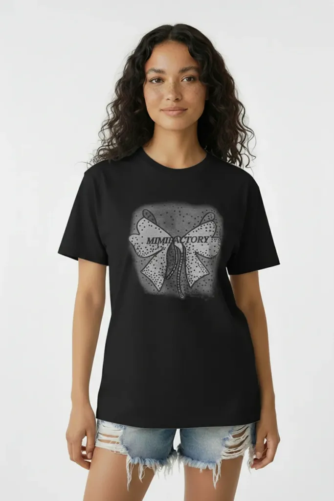 Black Graphic Print Crew Neck Tshirt - Image 1