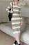 Off White Striped Polo Neck Midi Dress