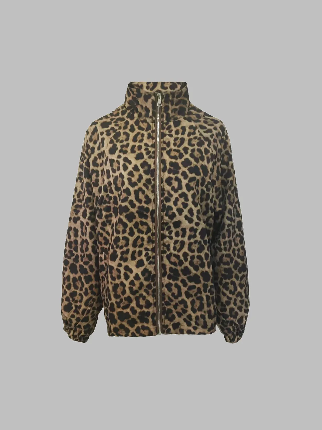 Black Leopard Print Oversized Jacket