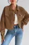 Brown Button Down Crop Shacket