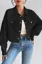 Black Button Down Crop Shacket