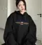 Black Oversized Graphic Sweatshirt