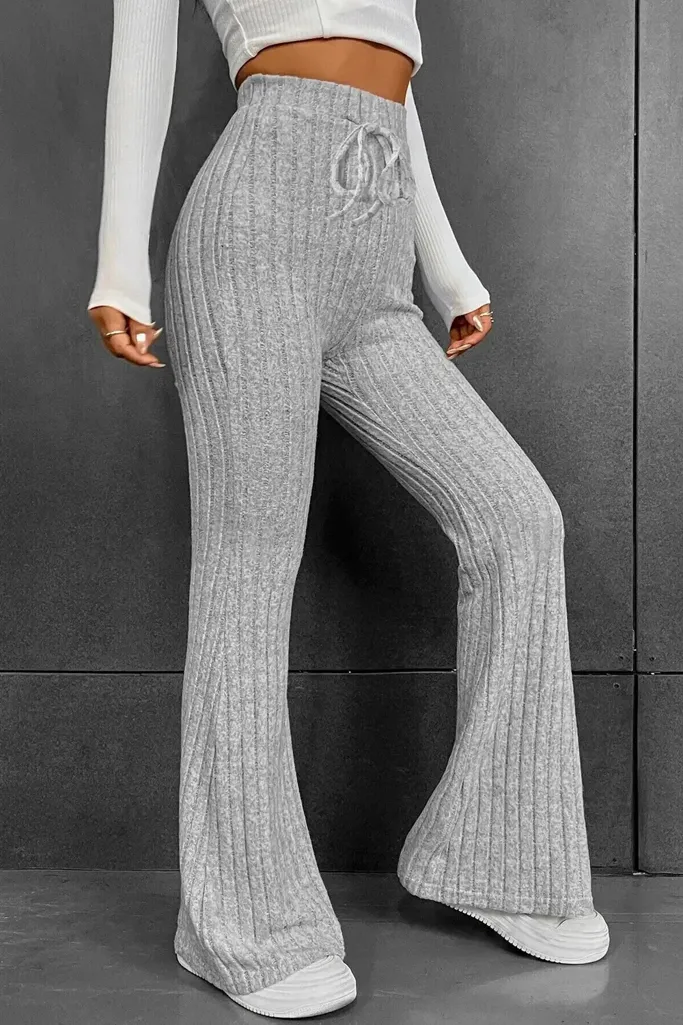 Light Grey High Rise Bootcut Trackpants - Image 1
