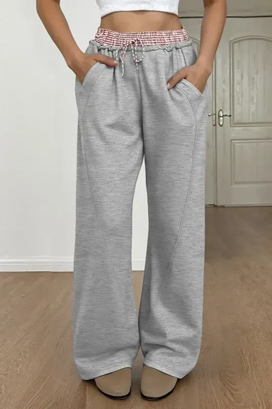 Light Grey Mid Rise Trackpants - Image 1