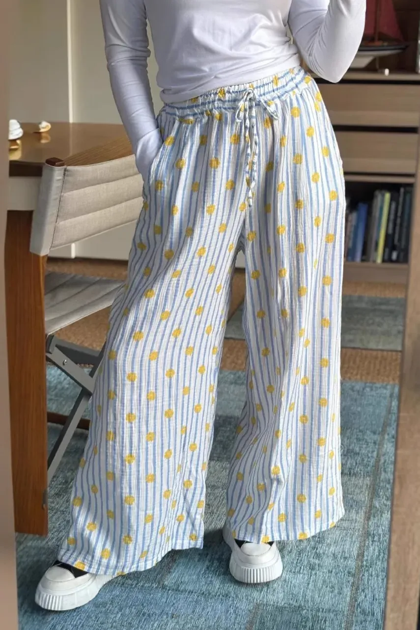 パンツ MION LUNAR wrapped waist Stripe trouser ZW COLLECTION PINSTRIPE BALLOON PANTS - Navy blue | ZARA Canada