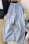 Blue Striped Wide-Leg Tie-Up Pants