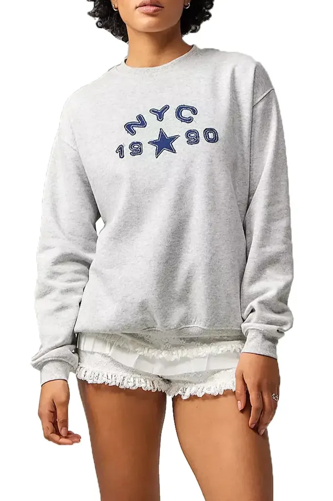 Light Grey Graphic Crew Neck Sweatshirt - Image 1