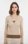 Beige Solid V-Neck Top