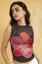 Black Floral Round Neck Fitted Top