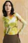 Yellow Floral Mock Neck Fitted Top
