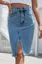 Sky Blue High Rise Slit Denim Skirt