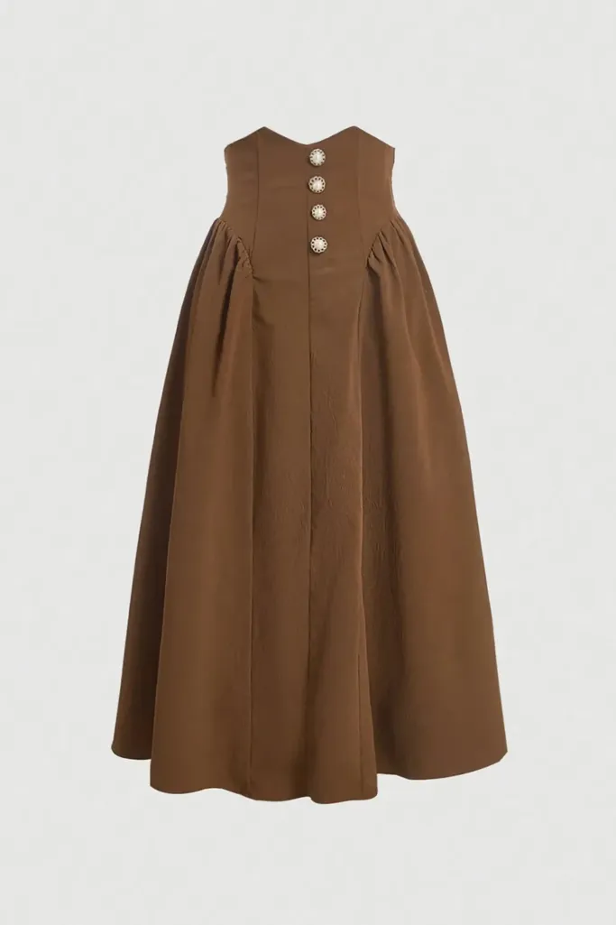 Brown High Rise A-Line Maxi Skirt - Image 1