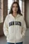 Cream Typography Zipper Sweatshirt