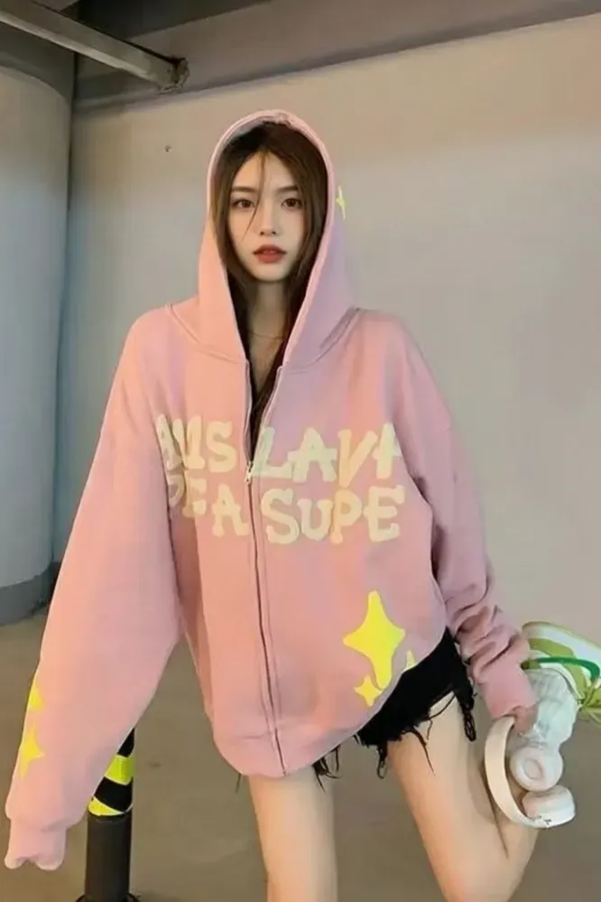 Light Pink Oversized Typography Sweatshirt - Image 1