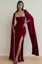 Maroon Extended Cape Sleeve Maxi Dress