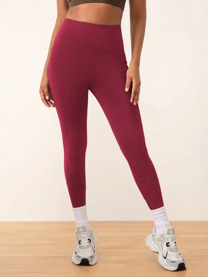 Maroon Solid Leggings - Image 1