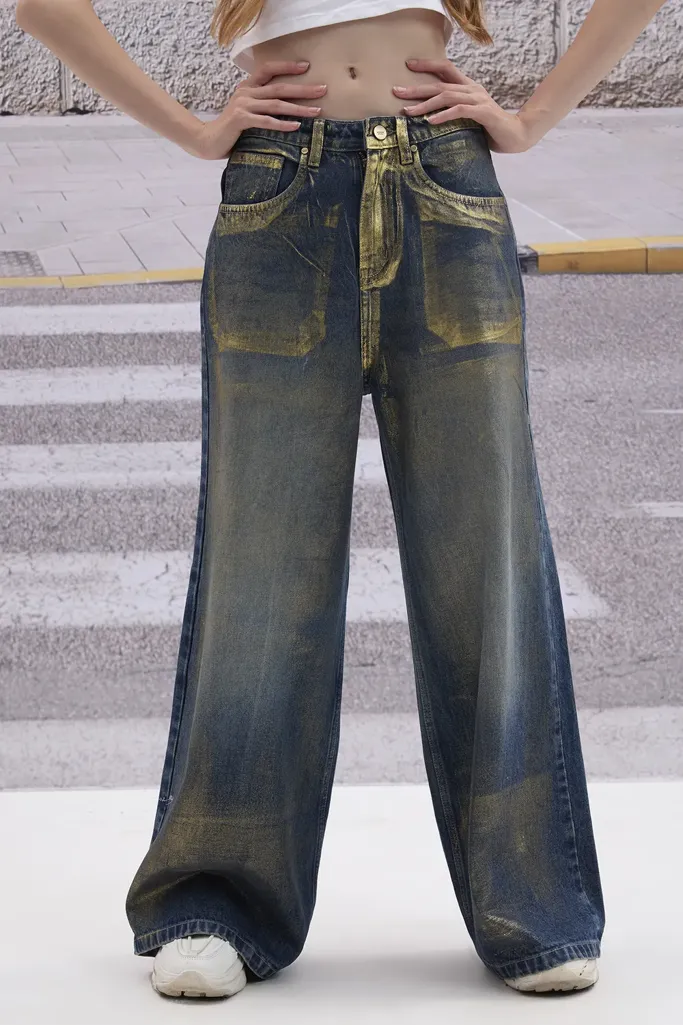 Blue Solid Mid Rise Straight Jeans - Image 1