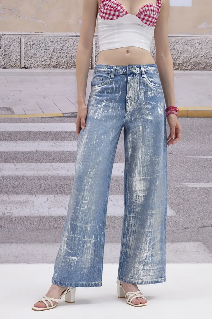 Blue Solid Mid Rise Straight Jeans - Image 1