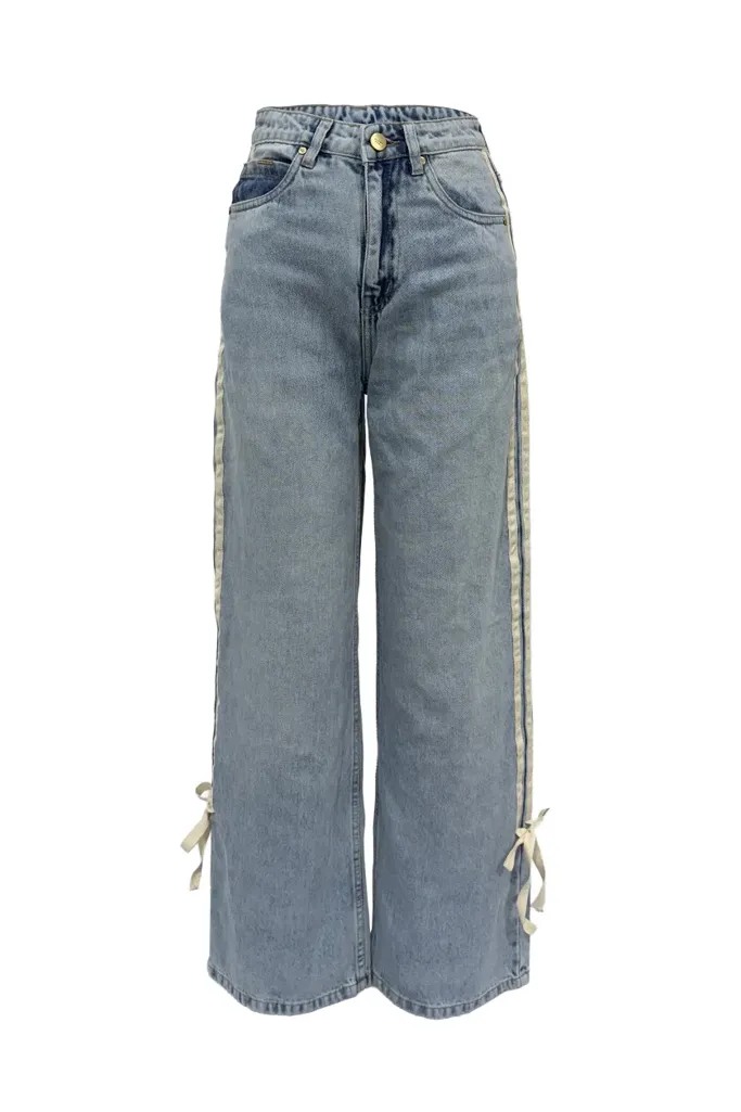 Blue Solid Mid Rise Straight Jeans - Image 1