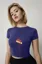 Navy Blue Graphic Crew Neck Crop T-Shirt
