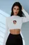 White Graphic Crew Neck Crop T-Shirt