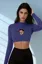 Navy Blue Graphic Crew Neck Crop T-Shirt