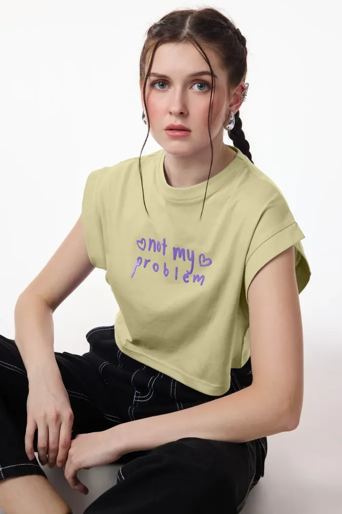 Sage Graphic Crew Neck Crop T-Shirt - Image 1