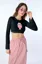 Black Graphic Crew Neck Crop T-Shirt