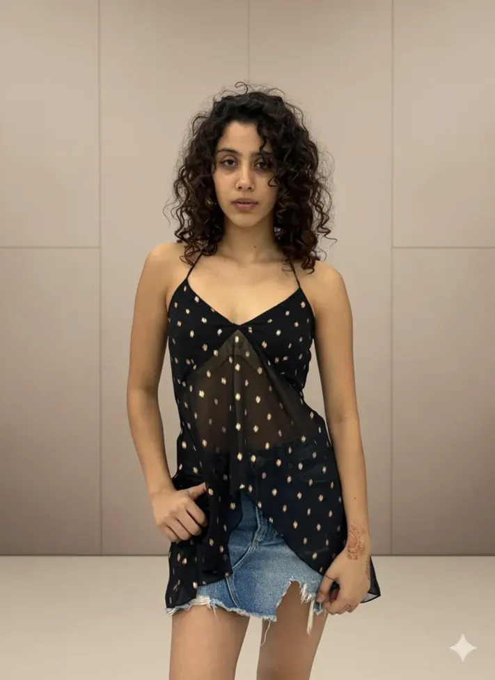 Black Halter Neck Fitted Top - Image 1