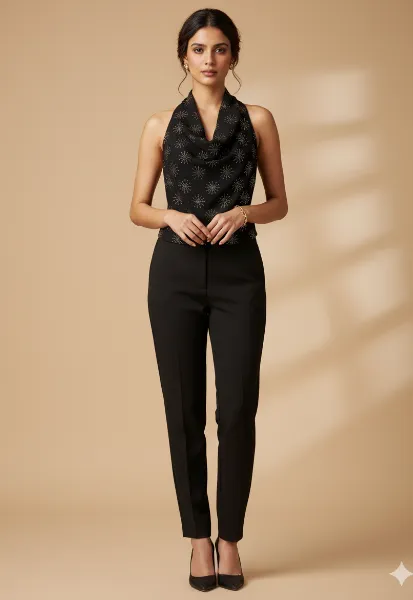 Black Halter Neck Fitted Top - Image 1