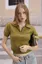 Olive Solid Zip Collar Neck T-Shirt