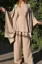 Beige Boat Neck Kaftan Co-Ord Set
