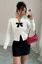 White Fitted Bow Detail Sweater
