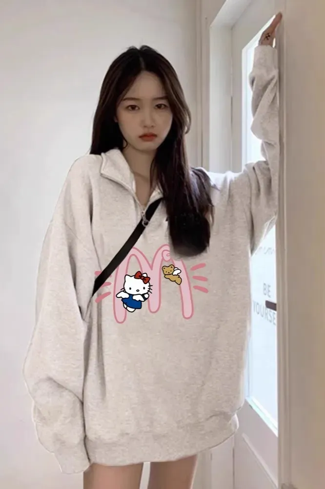 Light Grey Graphic Oversized Sweatshirt - Image 1