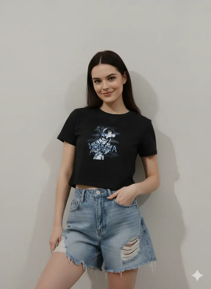 Dark Grey Graphic Print Crew Neck Tshirt - Image 1