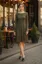 Brown Solid Boat Neck Midi Dress