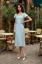 Light Blue Solid Round Neck Midi Dress