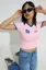 Light Pink Graphic V-Neck T-Shirt