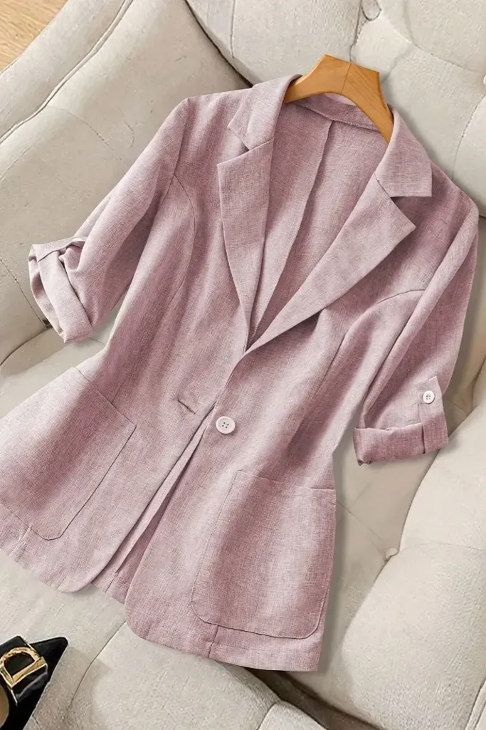 Mauve Lapel Collar Blazer - Image 1